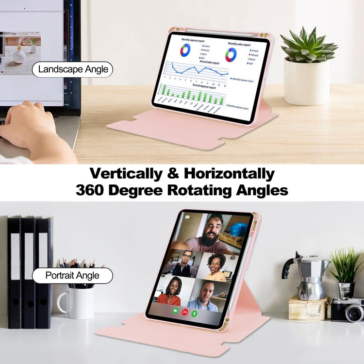 For iPad Pro 11 2024 Transparent Rotation Smart Leather Tablet Case with Keyboard(Pink) - iPad Pro 11 2024 Cases by PMC TechLife | Online Shopping South Africa | PMC TechLife | Buy Now Pay Later Mobicred