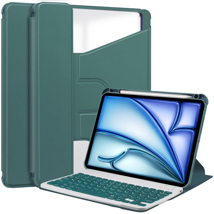 For iPad Air 13 2024 Transparent Rotation Smart Leather Tablet Case with Keyboard(Dark Green) - iPad Air 13 2024 Cases by PMC Jewellery | Online Shopping South Africa | PMC Jewellery | Buy Now Pay Later Mobicred