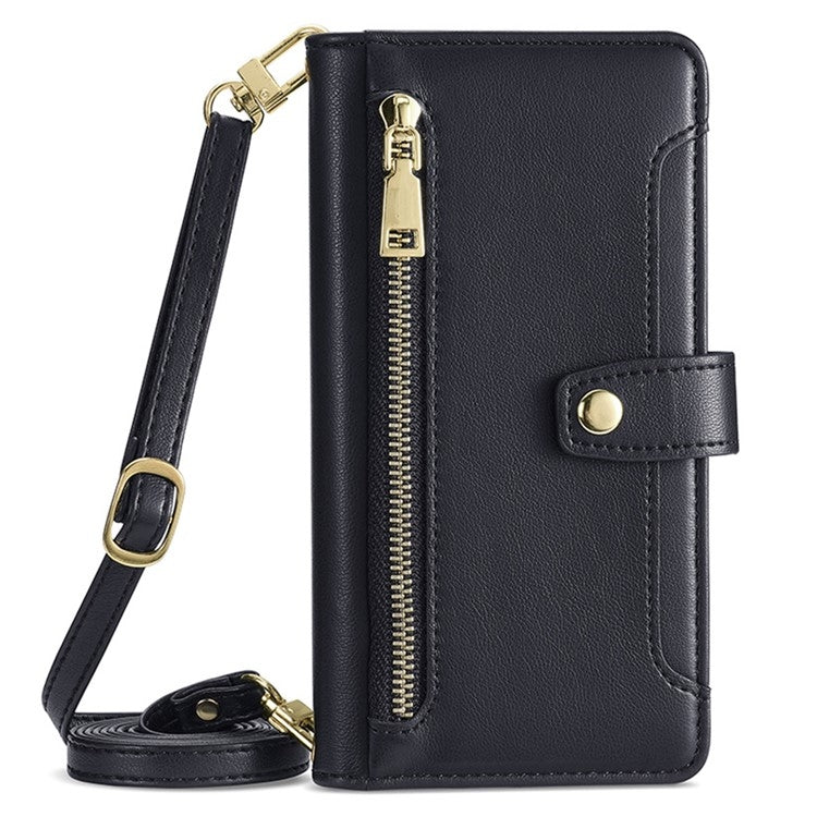 For Google Pixel 9 Sheep Texture Cross-body Zipper Wallet Leather Phone Case(Black) - Google Cases by PMC TechLife | Online Shopping South Africa | PMC TechLife | Buy Now Pay Later Mobicred