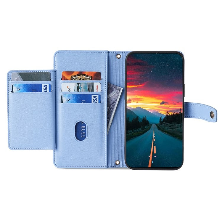 For Google Pixel 9 Pro XL Sheep Texture Cross-body Zipper Wallet Leather Phone Case(Blue) - Google Cases by PMC TechLife | Online Shopping South Africa | PMC TechLife | Buy Now Pay Later Mobicred