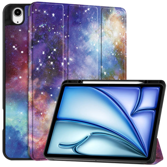 For iPad Air 13 2024 Custer Painted 3-Fold Holder Smart Leather Tablet Case with Pen Tray(Milky Way Nebula) - iPad Air 13 2024 Cases by PMC Jewellery | Online Shopping South Africa | PMC Jewellery | Buy Now Pay Later Mobicred