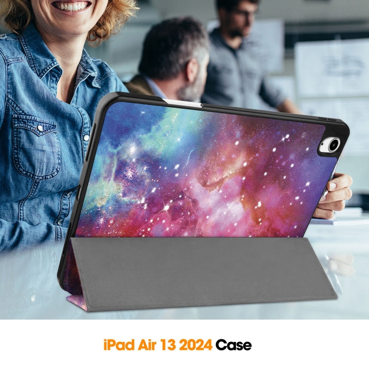 For iPad Air 13 2024 Custer Painted 3-Fold Holder Smart Leather Tablet Case with Pen Tray(Milky Way Nebula) - iPad Air 13 2024 Cases by PMC Jewellery | Online Shopping South Africa | PMC Jewellery | Buy Now Pay Later Mobicred