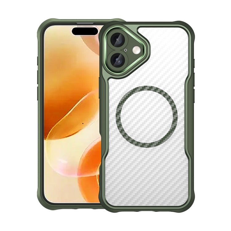 For iPhone 16 Plus Carbon Fiber Texture MagSafe Translucent Phone Case(Green) - iPhone 16 Plus Cases by PMC Jewellery | Online Shopping South Africa | PMC Jewellery | Buy Now Pay Later Mobicred