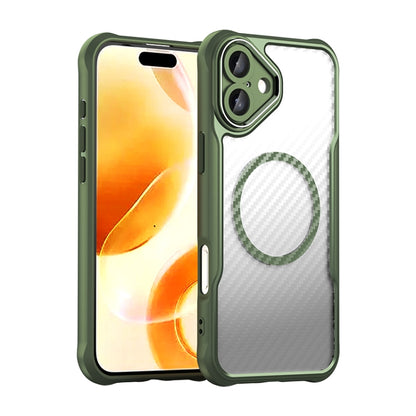 For iPhone 16 Plus Carbon Fiber Texture MagSafe Translucent Phone Case(Green) - iPhone 16 Plus Cases by PMC Jewellery | Online Shopping South Africa | PMC Jewellery | Buy Now Pay Later Mobicred