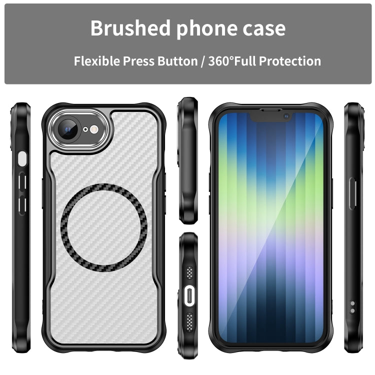 For iPhone 16e Carbon Fiber Texture MagSafe Translucent Phone Case(Black) - iPhone 16e Cases by PMC TechLife | Online Shopping South Africa | PMC TechLife | Buy Now Pay Later Mobicred