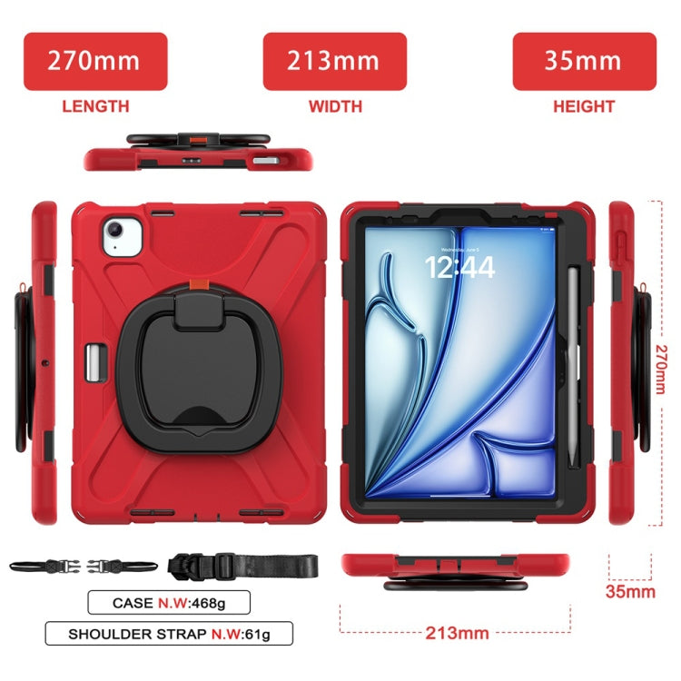 For iPad Air 11 2024 Silicone Hybrid PC Tablet Case with Holder & Shoulder Strap(Red) - iPad Air 11 2024 Cases by PMC Jewellery | Online Shopping South Africa | PMC Jewellery | Buy Now Pay Later Mobicred