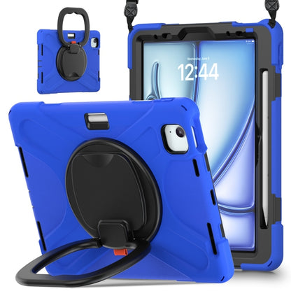 For iPad Air 11 2024 Silicone Hybrid PC Tablet Case with Holder & Shoulder Strap(Blue) - iPad Air 11 2024 Cases by PMC Jewellery | Online Shopping South Africa | PMC Jewellery | Buy Now Pay Later Mobicred