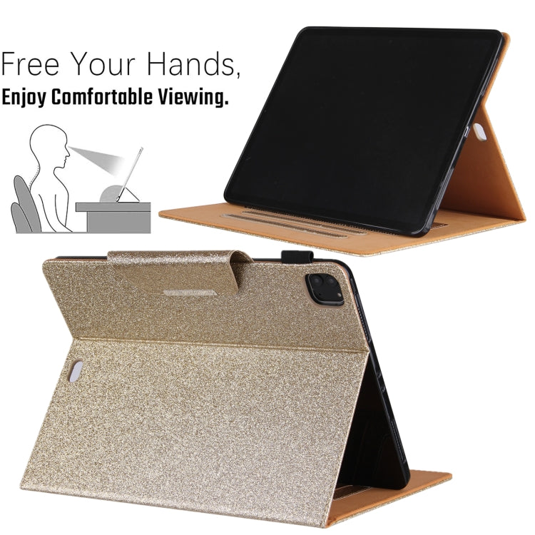 For iPad Pro 11 2024 Glitter Metal Buckle Leather Smart Tablet Case(Gold) - iPad Pro 11 2024 Cases by PMC Jewellery | Online Shopping South Africa | PMC Jewellery | Buy Now Pay Later Mobicred