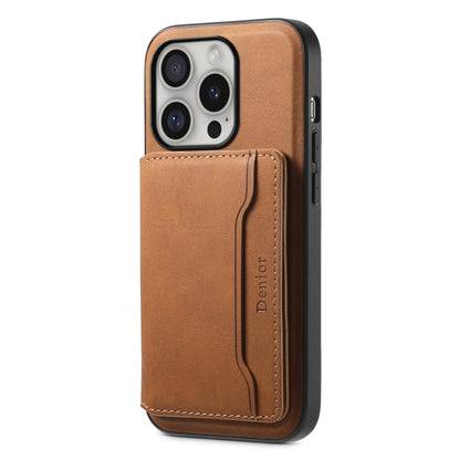 For iPhone 16 Pro Denior D13 Retro Texture Leather MagSafe Card Bag Phone Case(Brown) - iPhone 16 Pro Cases by Denior | Online Shopping South Africa | PMC Jewellery | Buy Now Pay Later Mobicred