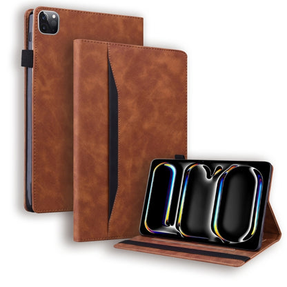 For iPad Pro 11 2024 Splicing Shockproof Leather Tablet Case(Brown) - iPad Pro 11 2024 Cases by PMC Jewellery | Online Shopping South Africa | PMC Jewellery | Buy Now Pay Later Mobicred