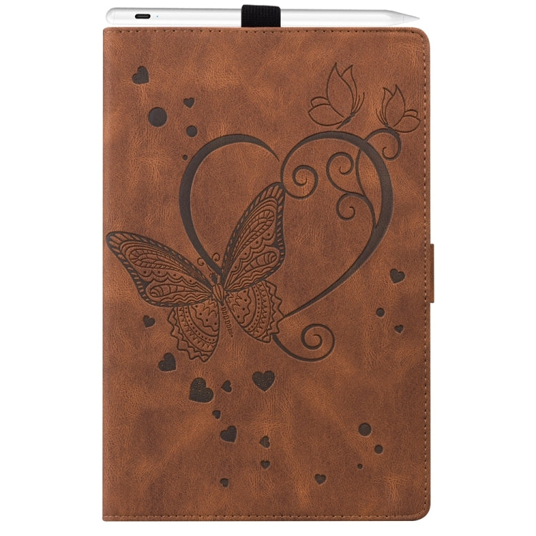 For iPad Pro 11 2024 Love Butterfly Embossed Leather Tablet Case(Brown) - iPad Pro 11 2024 Cases by PMC Jewellery | Online Shopping South Africa | PMC Jewellery | Buy Now Pay Later Mobicred