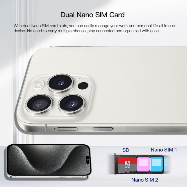 i15 Pro Max / Q5A, 6GB+128GB, 6.5 inch Screen, Face Identification, Android 10 MTK6762 Octa Core, OTG, NFC, Network: 4G, Dual SIM(Titanium White) -  by PMC TechLife | Online Shopping South Africa | PMC TechLife