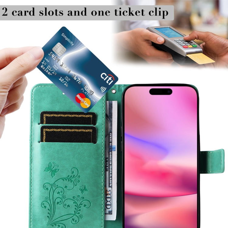 For iPhone 16 3D Butterfly Embossed Pattern Flip Leather Phone Case(Green) - iPhone 16 Cases by PMC TechLife | Online Shopping South Africa | PMC TechLife | Buy Now Pay Later Mobicred