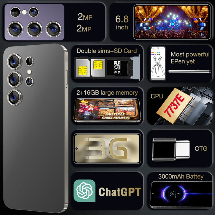 S24 Ultra / C24, 2GB+16GB, 6.8 inch Screen, Android 8.1 7731E Quad Core, Network: 3G, OTG, Dual SIM(Black) -  by PMC TechLife | Online Shopping South Africa | PMC TechLife