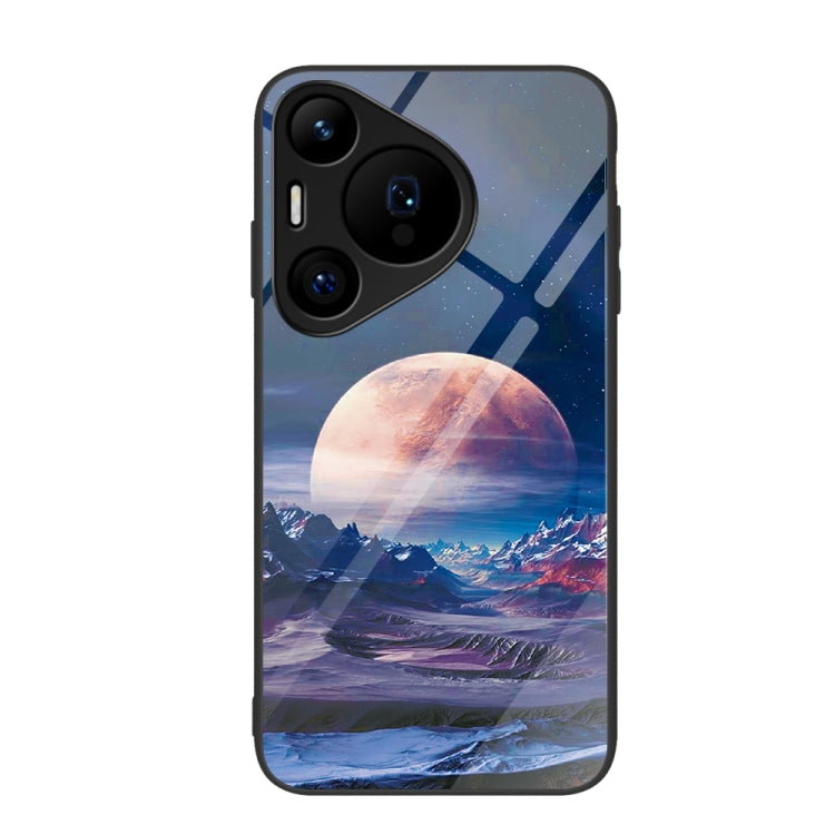 For Huawei Pura 70 Pro Colorful Painted Glass Phone Case(Moon Hill) - Huawei Cases by PMC Jewellery | Online Shopping South Africa | PMC Jewellery | Buy Now Pay Later Mobicred