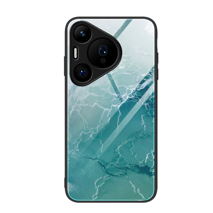 For Huawei Pura 70 Marble Pattern Glass Protective Phone Case(Green Ocean) - Huawei Cases by PMC Jewellery | Online Shopping South Africa | PMC Jewellery | Buy Now Pay Later Mobicred