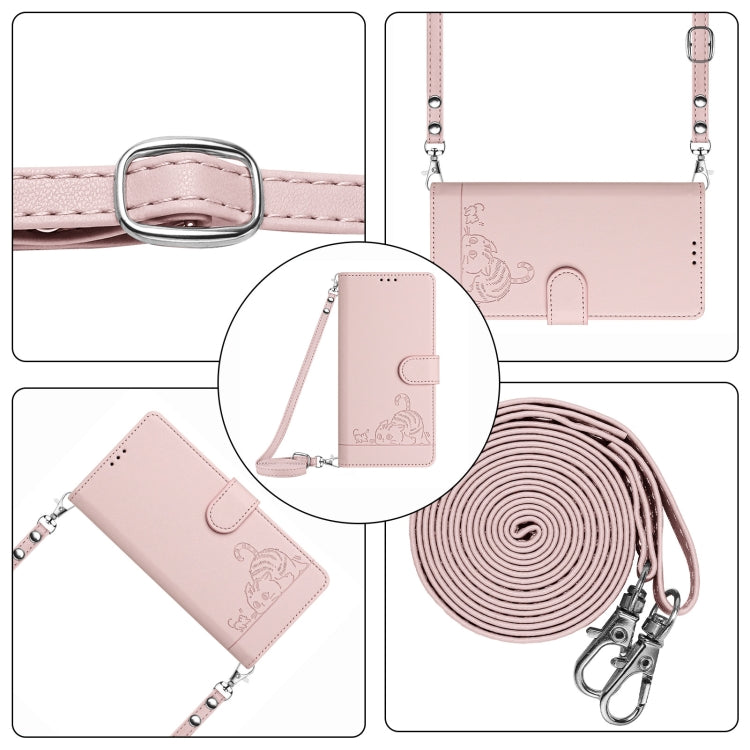 For Google Pixel 9 Pro XL Cat Rat Embossed Pattern RFID Leather Phone Case with Lanyard(Pink) - Google Cases by PMC TechLife | Online Shopping South Africa | PMC TechLife | Buy Now Pay Later Mobicred