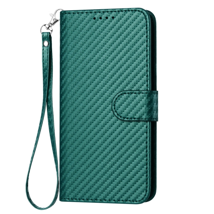 For Motorola Moto G Play 4G 2024 YX0070 Carbon Fiber Buckle Leather Phone Case with Lanyard(Dark Green) - Motorola Cases by PMC Jewellery | Online Shopping South Africa | PMC Jewellery | Buy Now Pay Later Mobicred