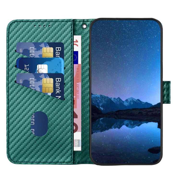 For Motorola Moto G Play 4G 2024 YX0070 Carbon Fiber Buckle Leather Phone Case with Lanyard(Dark Green) - Motorola Cases by PMC Jewellery | Online Shopping South Africa | PMC Jewellery | Buy Now Pay Later Mobicred