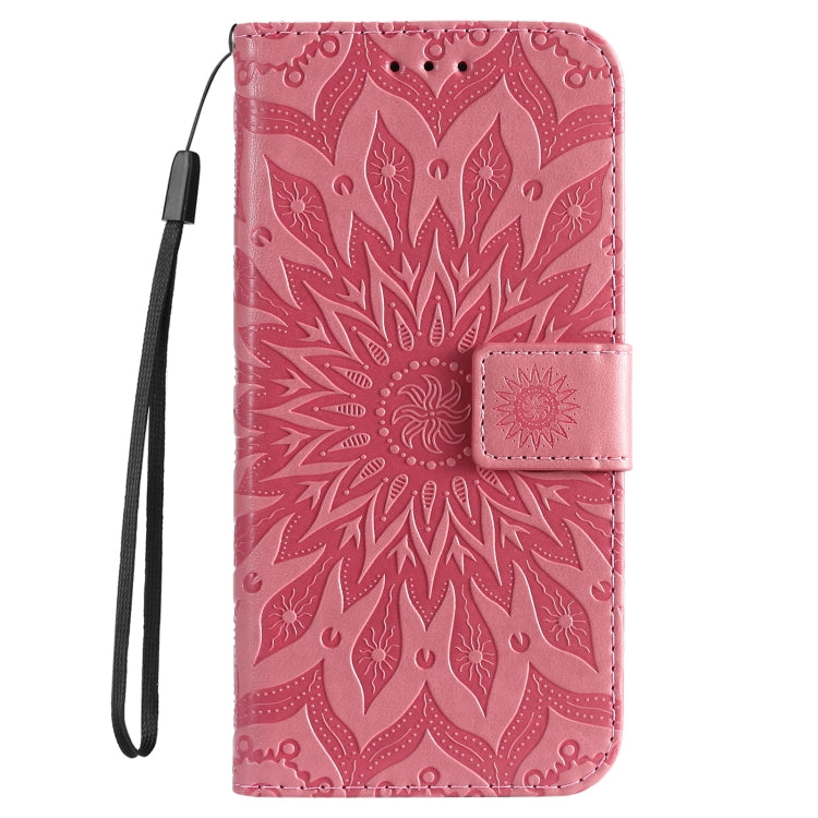 For iPhone SE 2024 Embossed Sunflower Pattern Flip Leather Phone Case(Pink) - More iPhone Cases by PMC Jewellery | Online Shopping South Africa | PMC Jewellery | Buy Now Pay Later Mobicred