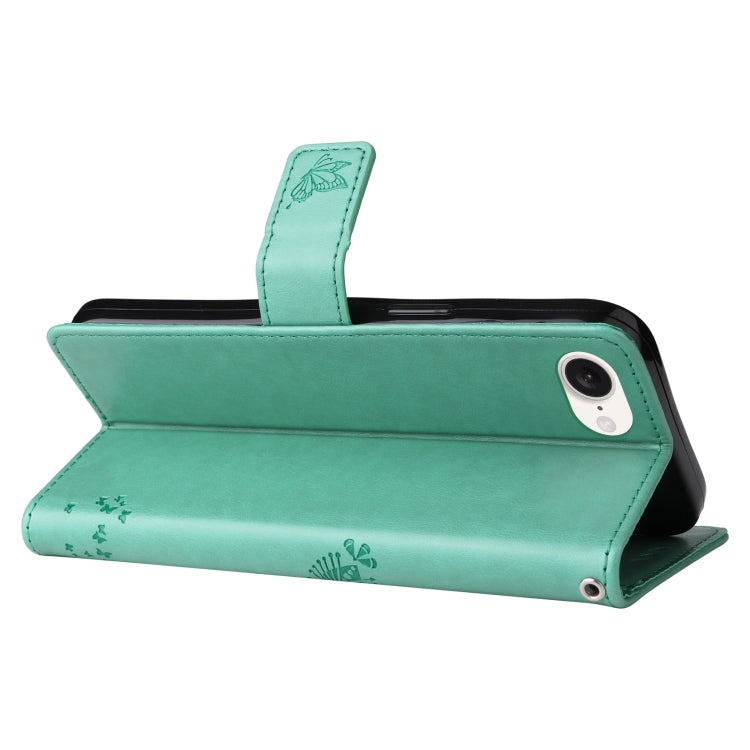 For iPhone SE 2024 Tree & Cat Embossed Pattern Flip Leather Phone Case(Green) - More iPhone Cases by PMC Jewellery | Online Shopping South Africa | PMC Jewellery | Buy Now Pay Later Mobicred