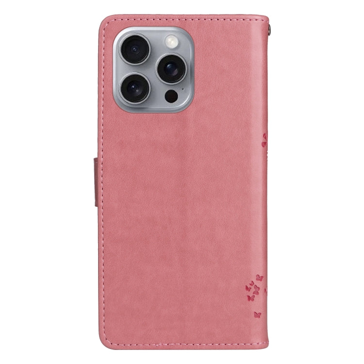 For iPhone 16 Pro Max Tree & Cat Embossed Pattern Flip Leather Phone Case(Pink) - iPhone 16 Pro Max Cases by PMC Jewellery | Online Shopping South Africa | PMC Jewellery | Buy Now Pay Later Mobicred