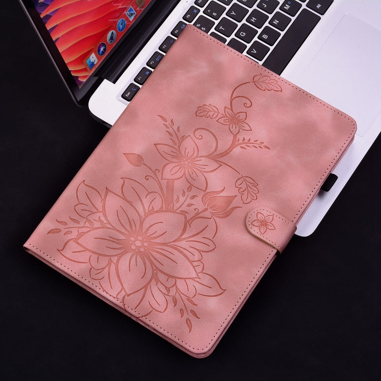 For Amazon Fire HD10 2023 Lily Embossed Leather Tablet Case(Pink) - Amazon by PMC TechLife | Online Shopping South Africa | PMC TechLife | Buy Now Pay Later Mobicred