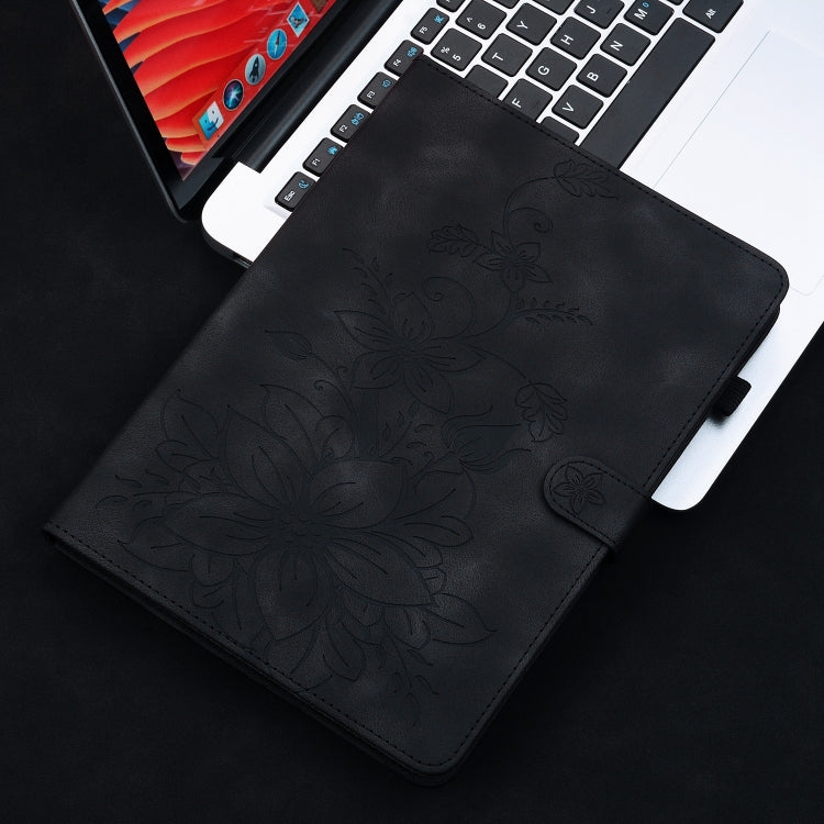 For Amazon Fire HD10 2023 Lily Embossed Leather Tablet Case(Black) - Amazon by PMC TechLife | Online Shopping South Africa | PMC TechLife | Buy Now Pay Later Mobicred