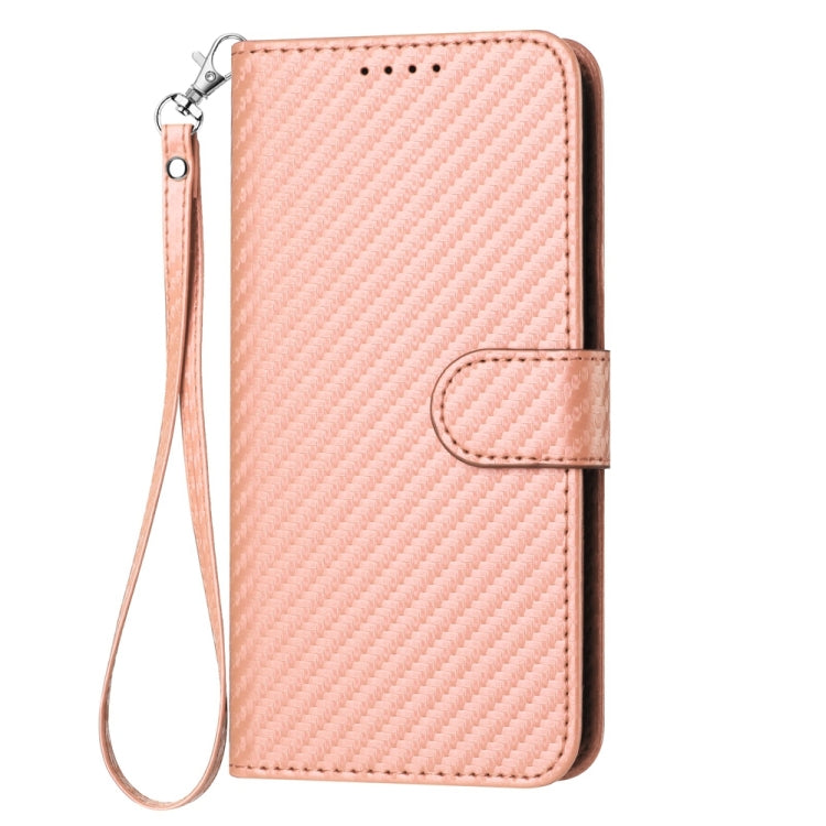 For OPPO Reno10 5G / Reno10 Pro 5G Global YX0070 Carbon Fiber Buckle Leather Phone Case with Lanyard(Pink) - OPPO Cases by PMC Jewellery | Online Shopping South Africa | PMC Jewellery | Buy Now Pay Later Mobicred