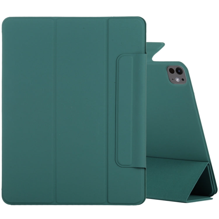 For iPad Pro 11 2024 Double-sided Clip Fixed Buckle Magnetic PU Leather Smart Tablet Case(Dark Green) - iPad Pro 11 2024 Cases by PMC Jewellery | Online Shopping South Africa | PMC Jewellery | Buy Now Pay Later Mobicred