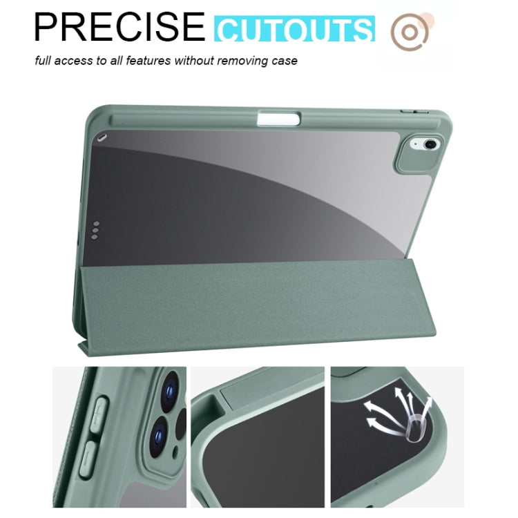 For iPad Air 11 2024 Acrylic 3-folding Smart Leather Tablet Case(Dark Green) - iPad Air 11 2024 Cases by PMC Jewellery | Online Shopping South Africa | PMC Jewellery | Buy Now Pay Later Mobicred