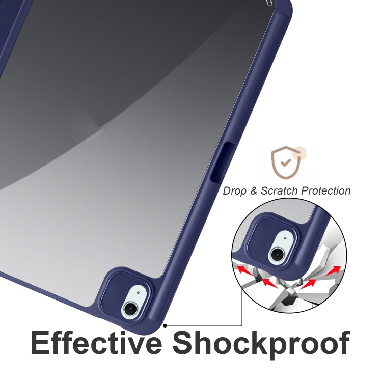 For iPad Air 11 2024 / 2025 Acrylic 3-folding Smart Leather Tablet Case(Dark Blue) - iPad Air 11 2025 / 2024 Cases by PMC TechLife | Online Shopping South Africa | PMC TechLife | Buy Now Pay Later Mobicred