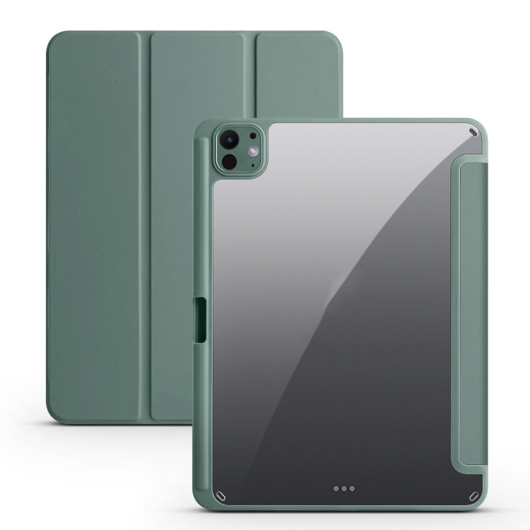 For iPad Pro 11 2024 Acrylic 3-folding Smart Leather Tablet Case(Dark Green) - iPad Pro 11 2024 Cases by PMC Jewellery | Online Shopping South Africa | PMC Jewellery | Buy Now Pay Later Mobicred