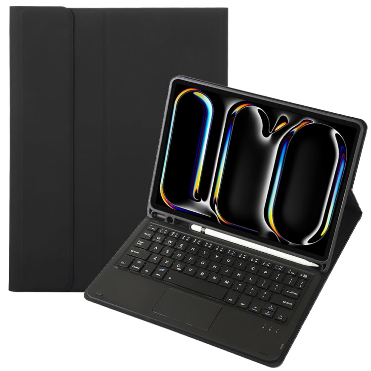 For iPad Pro 11 2024 A13B-A Lambskin Texture Bluetooth Touch Square Keyboard Leather Tablet Case with Pen Slot(Black) - For iPad Pro by PMC TechLife | Online Shopping South Africa | PMC TechLife | Buy Now Pay Later Mobicred