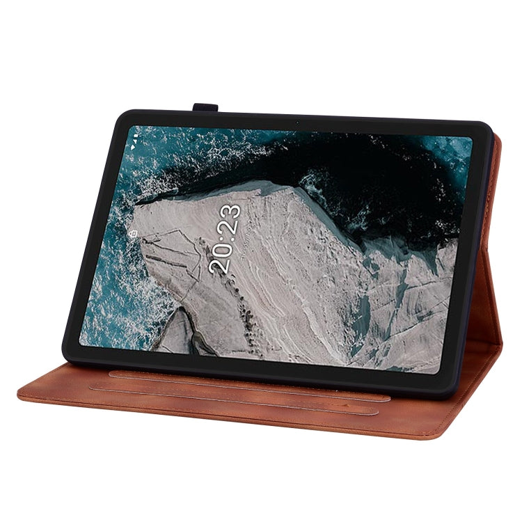 For Nokia T20 10.4 2021 Lily Embossed Leather Tablet Case(Brown) - Nokia by PMC TechLife | Online Shopping South Africa | PMC TechLife | Buy Now Pay Later Mobicred
