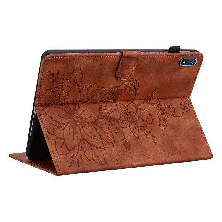 For Nokia T20 10.4 2021 Lily Embossed Leather Tablet Case(Brown) - Nokia by PMC TechLife | Online Shopping South Africa | PMC TechLife | Buy Now Pay Later Mobicred