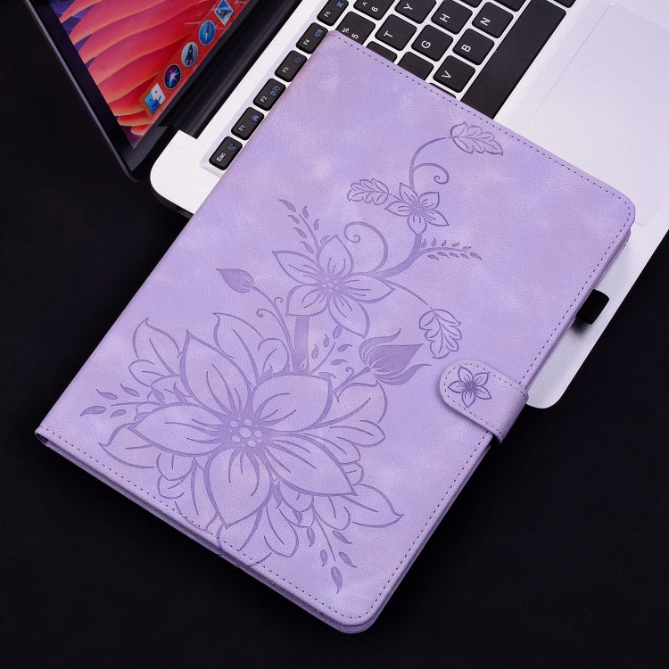 For Nokia T20 10.4 2021 Lily Embossed Leather Tablet Case(Purple) - Nokia by PMC TechLife | Online Shopping South Africa | PMC TechLife | Buy Now Pay Later Mobicred