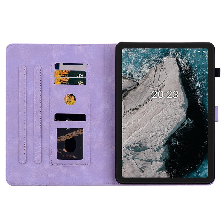 For Nokia T20 10.4 2021 Lily Embossed Leather Tablet Case(Purple) - Nokia by PMC TechLife | Online Shopping South Africa | PMC TechLife | Buy Now Pay Later Mobicred