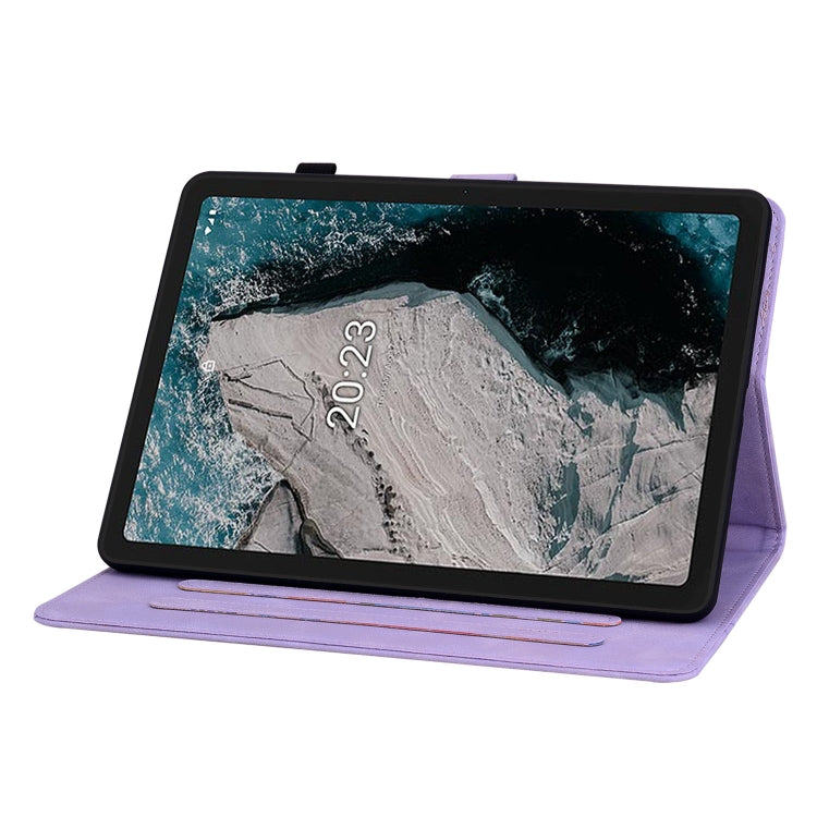For Nokia T20 10.4 2021 Lily Embossed Leather Tablet Case(Purple) - Nokia by PMC TechLife | Online Shopping South Africa | PMC TechLife | Buy Now Pay Later Mobicred