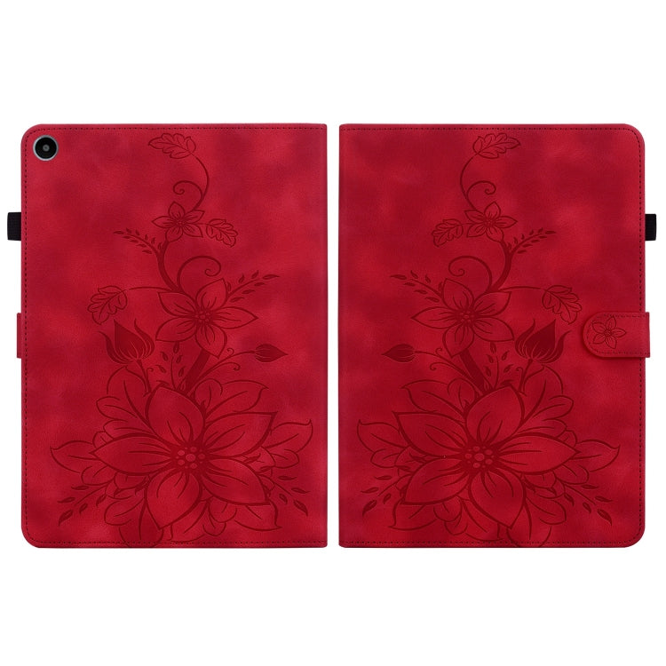 For Huawei MatePad SE 10.4 Lily Embossed Leather Tablet Case(Red) - Huawei by PMC TechLife | Online Shopping South Africa | PMC TechLife | Buy Now Pay Later Mobicred