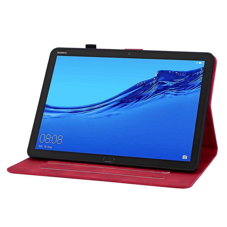 For Huawei MediaPad M5 Lite 10 / C5 10.1 Lily Embossed Leather Tablet Case(Red) - Huawei by PMC TechLife | Online Shopping South Africa | PMC TechLife | Buy Now Pay Later Mobicred