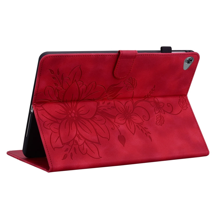 For Huawei MediaPad M5 Lite 10 / C5 10.1 Lily Embossed Leather Tablet Case(Red) - Huawei by PMC TechLife | Online Shopping South Africa | PMC TechLife | Buy Now Pay Later Mobicred