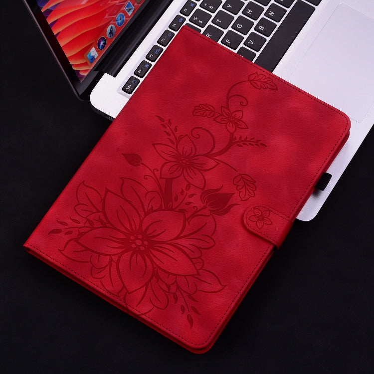 For Huawei MatePad SE 11 2024 Lily Embossed Leather Tablet Case(Red) - Huawei by PMC Jewellery | Online Shopping South Africa | PMC Jewellery | Buy Now Pay Later Mobicred