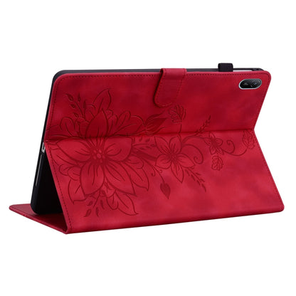 For Huawei MatePad SE 11 2024 Lily Embossed Leather Tablet Case(Red) - Huawei by PMC Jewellery | Online Shopping South Africa | PMC Jewellery | Buy Now Pay Later Mobicred