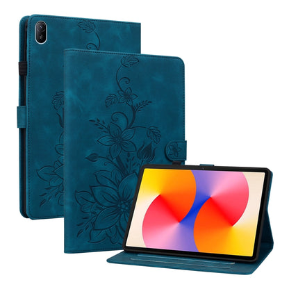 For Huawei MatePad SE 11 2024 Lily Embossed Leather Tablet Case(Dark Blue) - Huawei by PMC Jewellery | Online Shopping South Africa | PMC Jewellery | Buy Now Pay Later Mobicred