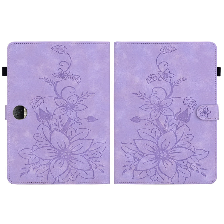 For Honor Pad 9 12.1 Lily Embossed Leather Tablet Case(Purple) - Honor by PMC TechLife | Online Shopping South Africa | PMC TechLife | Buy Now Pay Later Mobicred