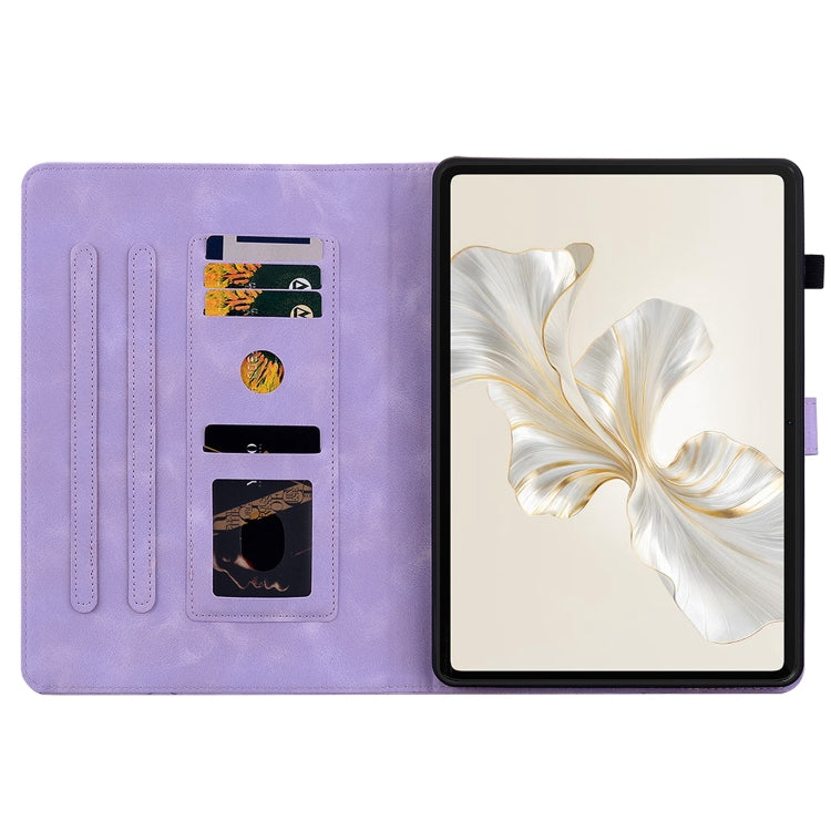 For Honor Pad 9 12.1 Lily Embossed Leather Tablet Case(Purple) - Honor by PMC TechLife | Online Shopping South Africa | PMC TechLife | Buy Now Pay Later Mobicred