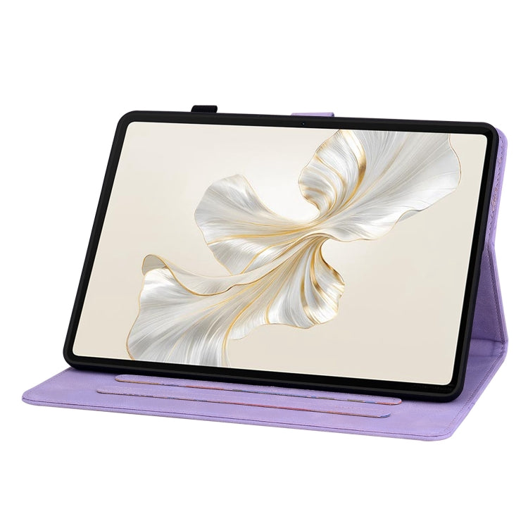 For Honor Pad 9 12.1 Lily Embossed Leather Tablet Case(Purple) - Honor by PMC TechLife | Online Shopping South Africa | PMC TechLife | Buy Now Pay Later Mobicred