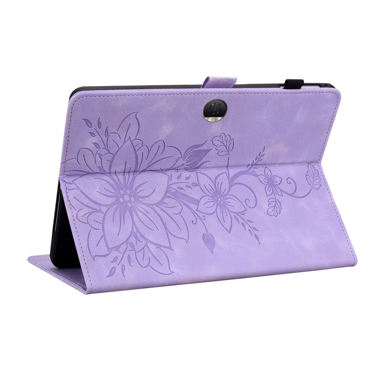 For Honor Pad 9 12.1 Lily Embossed Leather Tablet Case(Purple) - Honor by PMC TechLife | Online Shopping South Africa | PMC TechLife | Buy Now Pay Later Mobicred