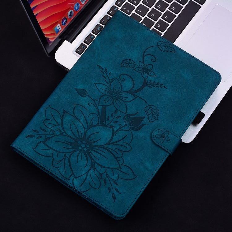 For Realme Pad 10.4 Lily Embossed Leather Tablet Case(Dark Blue) - Realme by PMC TechLife | Online Shopping South Africa | PMC TechLife | Buy Now Pay Later Mobicred